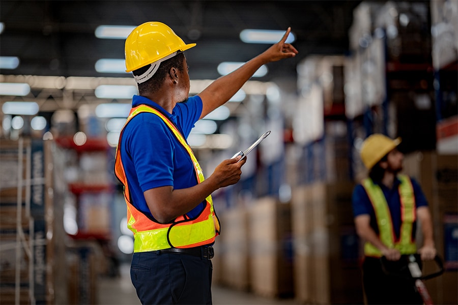 may supply chain warehouse worker